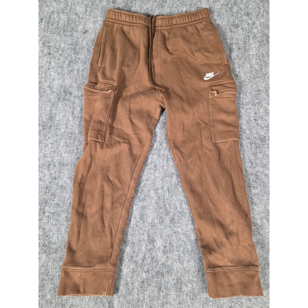 Nike Club Fleece Cargo Sweatpants Mens Medium Brown Joggers CD3129 Embroidered